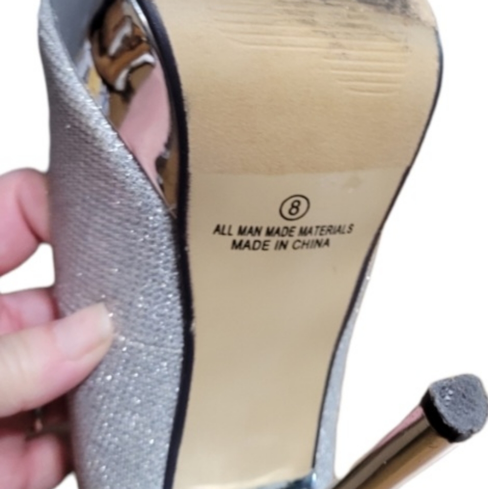 Womens Bertinni Glitter Silver Mirrored Platform High Heels - Picture 3 of 6